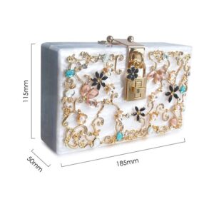 ZLXDP Prom Evening Bag Diamond Flower Clutch Bag Hollow Relief Acrylic Banquet Party Purse Women's Shoulder Bag