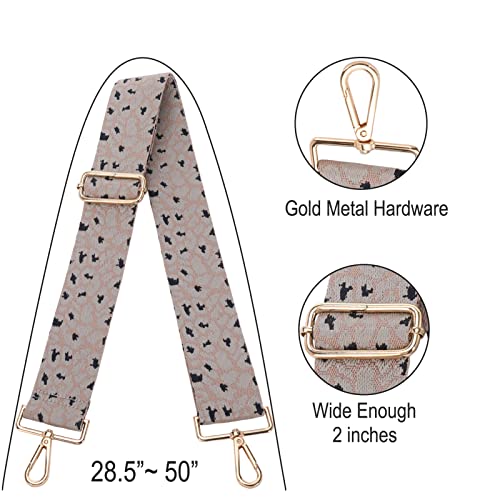 Purse Straps Replacement Crossbody - Crossbody Bag Straps for Purses, Wide Handbag Shoulder Strap for Tote Bags Guitar Style White Leopard (Wide:2'''')Medium