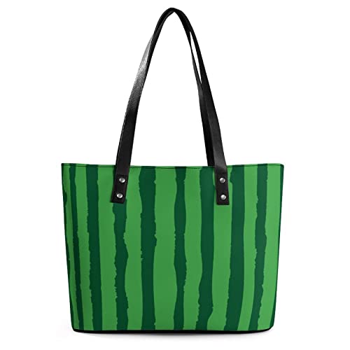 Womens Handbag Watermelon Green Print Leather Tote Bag Top Handle Satchel Bags For Lady