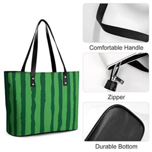 Womens Handbag Watermelon Green Print Leather Tote Bag Top Handle Satchel Bags For Lady