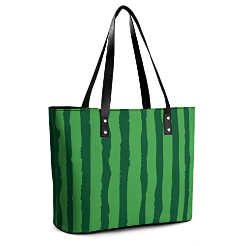 Womens Handbag Watermelon Green Print Leather Tote Bag Top Handle Satchel Bags For Lady