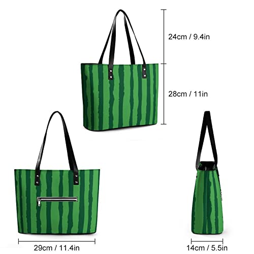 Womens Handbag Watermelon Green Print Leather Tote Bag Top Handle Satchel Bags For Lady