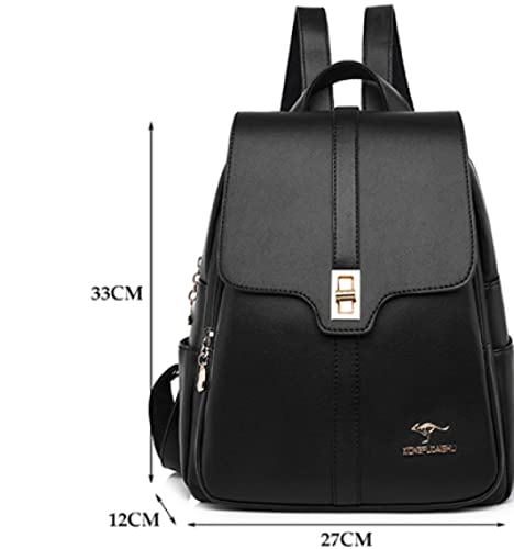 Anti-theft Backpack Purse Ladies Shoulder Bag Soft Leather Backpack Ladies Backpack Ladies Large Capacity Bag,Black Backpack,27 * 12 * 33CM