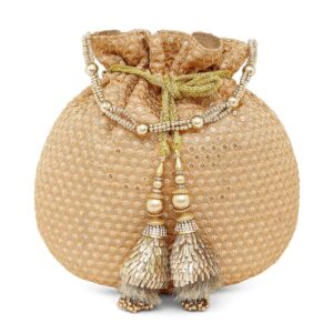 aheli rose gold potli bags for women evening bag clutch ethnic bride purse with drawstring(p08c)