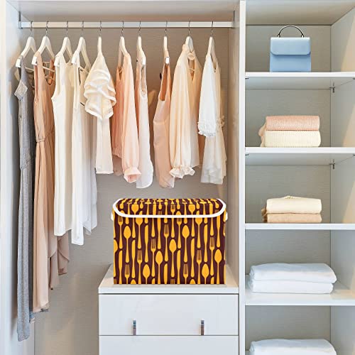 CaTaKu Orange Knifes Storage Bins with Lids and Handles, Fabric Large Storage Container Cube Basket with Lid Decorative Storage Boxes for Organizing Clothes