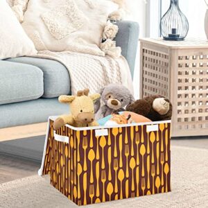 CaTaKu Orange Knifes Storage Bins with Lids and Handles, Fabric Large Storage Container Cube Basket with Lid Decorative Storage Boxes for Organizing Clothes