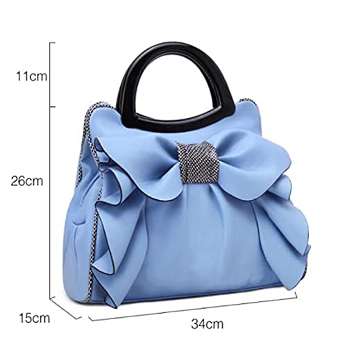 Women Leather Waterproof Bow Knot Top Handle Shoulder with Zipper Bags,Fashion Casual daily use Tote Bag (Rose Red)