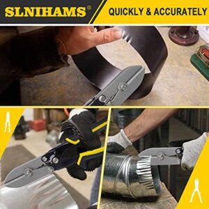 SLNIHAMS 5-Blade Hand Crimper Sheet Metal Tools, Hvac Tool for 24-28 Gauge Duct Work Downspout and Stove Pipe, 10-1/2" Sheet Metal Crimper Gutter End Cap Duct Crimping Tool