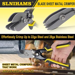 SLNIHAMS 5-Blade Hand Crimper Sheet Metal Tools, Hvac Tool for 24-28 Gauge Duct Work Downspout and Stove Pipe, 10-1/2" Sheet Metal Crimper Gutter End Cap Duct Crimping Tool