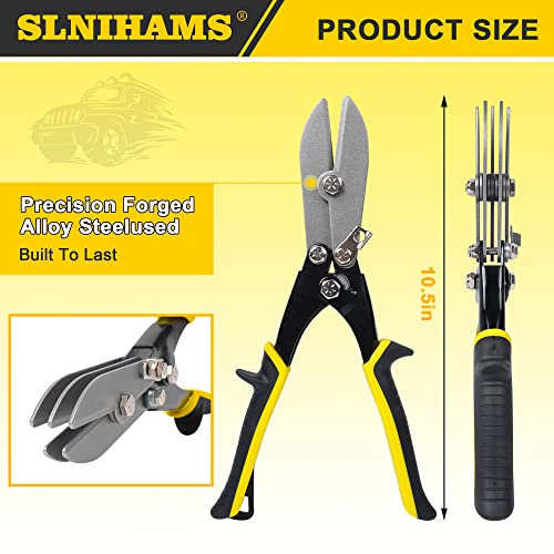 SLNIHAMS 5-Blade Hand Crimper Sheet Metal Tools, Hvac Tool for 24-28 Gauge Duct Work Downspout and Stove Pipe, 10-1/2" Sheet Metal Crimper Gutter End Cap Duct Crimping Tool