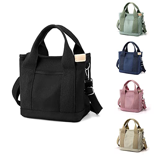 Tote Bag Women Small Satchel Bag Stylish Tote Handbag Mini Canvas Hobo Bag Fashion Shoulder Bag Crossbody Bag Travel Bags (#1 Black, One Size)