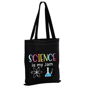 mbmso science tote bag science is my jam science teacher gifts lab tech gifts science lover gifts scientist shoulder bag (science is my jam tb-black)