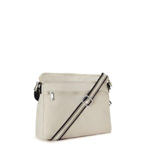 Kipling Women’s Aisling Crossbody, Lightweight Everyday Purse, Nylon Shoulder Bag, Light Sand