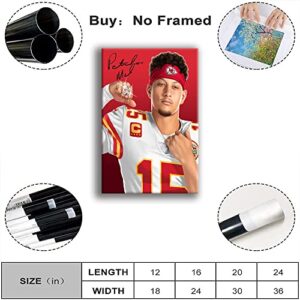 2023 American Football Superstar Patrick Mahomes Championship Poster Contemporary Home Bedroom Wall Art Decoration Collection Poster (8×12 inch,Canvas roll)