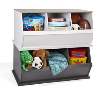 Badger Basket Stackable 3 Bin Open Storage Toy Organizing Cubby - Gray