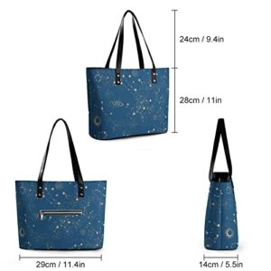 Womens Handbag Space Galaxy Constellation Zodiac Star Leather Tote Bag Top Handle Satchel Bags For Lady