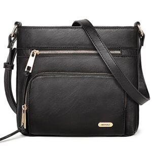 vangue crossbody purses for women multi pockets vegan leather women’s shoulder handbags with adjustable strap (black)