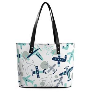 womens handbag air plane pattern leather tote bag top handle satchel bags for lady
