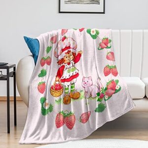 Strawberry Shortcake Fleece Blanket Ultra-Soft Cozy Plush Blanket Throw Blankets Couch Chair,Living Room,Air Conditioning Cool Blankets 60"x80"