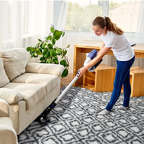 Guucha Fluffy Area Rug, Soft Plush Fluffy Carpets, Geometric Moroccan Shaggy Rugs for Living Room Bedroom Nursery Room Kids' Room, Black/White 4x6 Feet