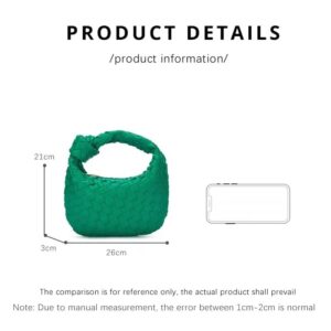 BEAON Knoted Woven Handbag for Women Leather Shoulder Bag Designer Ladies Handmade Tote Hobo Bucket Purse Clutch Green