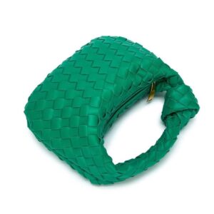 BEAON Knoted Woven Handbag for Women Leather Shoulder Bag Designer Ladies Handmade Tote Hobo Bucket Purse Clutch Green