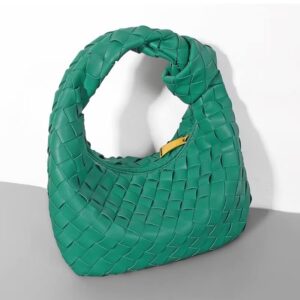 BEAON Knoted Woven Handbag for Women Leather Shoulder Bag Designer Ladies Handmade Tote Hobo Bucket Purse Clutch Green