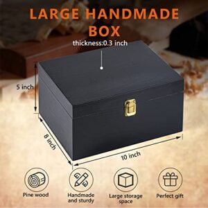 PremiFix Black Wooden Box with Hinged Lid-Wooden Storage Box Wooden Keepsake Box-Wood Gift Box 10x8x5 inch