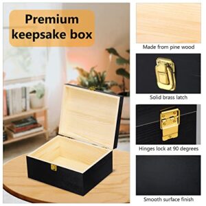 PremiFix Black Wooden Box with Hinged Lid-Wooden Storage Box Wooden Keepsake Box-Wood Gift Box 10x8x5 inch