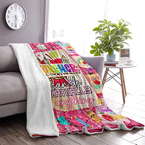 Teacher Gifts for Women Men,Teacher Appreciation Gifts, Teachers Day Graduation Retirement Gifts, Best Teacher Christmas Throw Blanket for Couch Bed 50 x 60 (FEN1,50"x 60")