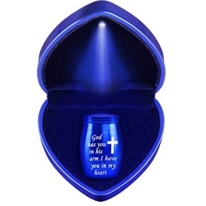 small urns for human ashes keepsake, mini cremation urn for pet or human ashes, sharing baby urns earns, tiny little funeral urn for ashes – heart shaped case with blue light