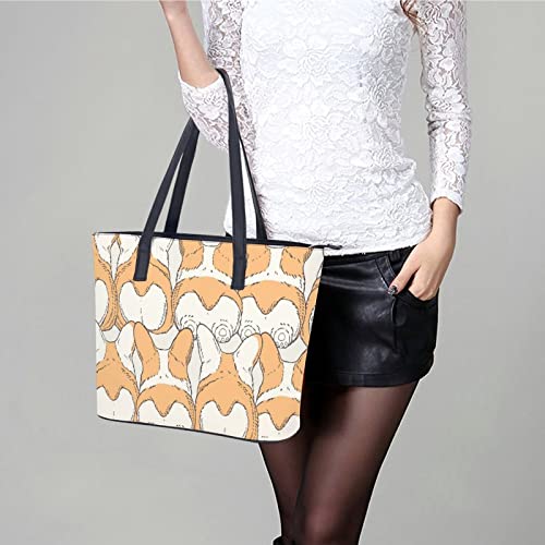 Womens Handbag Dogs Breed Welsh Corgi Leather Tote Bag Top Handle Satchel Bags For Lady