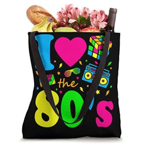 I Love The 80's Eighties Party Dress Retro Tote Bag