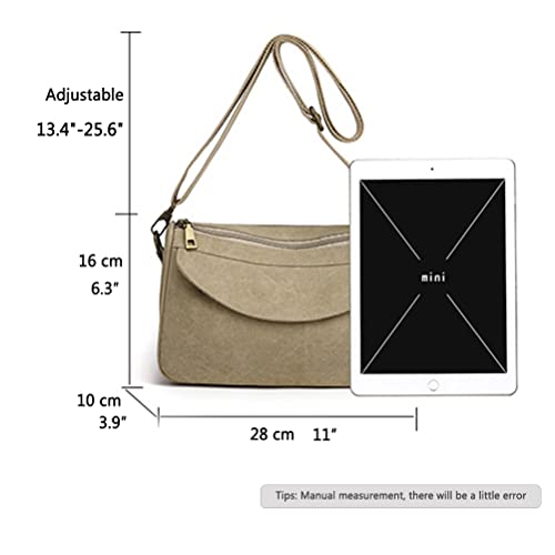 GOQUFOY Small Canvas Crossbody Bags for Women Work Cute Cross Body Shoulder Bag with Zipper Pockets Compartments Crossover Vintage Tote Bag Messenger Handbag Korean Purse Casual Satchel Purses Trendy