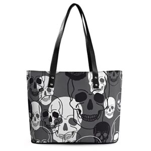 womens handbag skulls pattern leather tote bag top handle satchel bags for lady