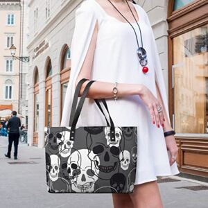 Womens Handbag Skulls Pattern Leather Tote Bag Top Handle Satchel Bags For Lady