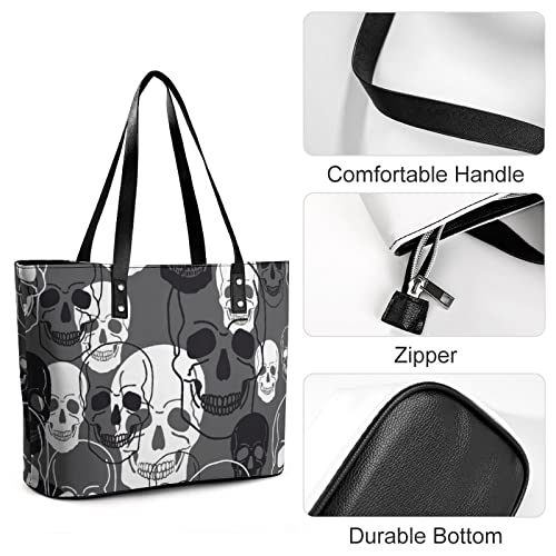 Womens Handbag Skulls Pattern Leather Tote Bag Top Handle Satchel Bags For Lady