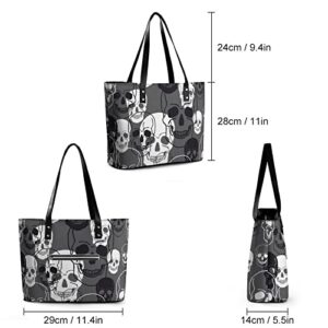 Womens Handbag Skulls Pattern Leather Tote Bag Top Handle Satchel Bags For Lady