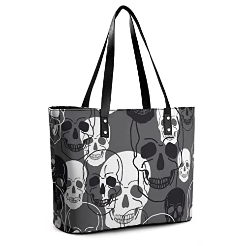 Womens Handbag Skulls Pattern Leather Tote Bag Top Handle Satchel Bags For Lady