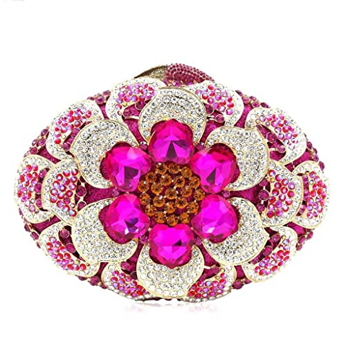 ZLXDP Rose Flower Diamond Crystal Party Bags for Girls Handbag Women Evening Clutch Bag