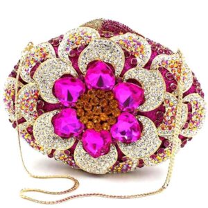 ZLXDP Rose Flower Diamond Crystal Party Bags for Girls Handbag Women Evening Clutch Bag