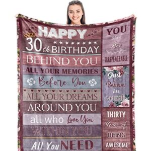 Best 30th Birthday Gifts for Her - Happy 30th Birthday Gifts for Women - Gifts for 30th Birthday Woman - Birthday Gift Ideas for Women 30th - 30th Birthday Decorations for Women Blanket 50" x 60"