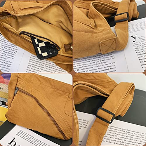 Canvas Cross Body Bag Purses for Women Black Unisex Messenger Crossbody Handbags Women's Tote Bag with Zipper Pockets Hand Bags Medium Womens Hobo Bags Shoulder Bag for Travel Teen Girls for School