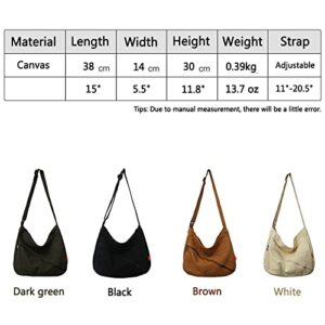 Canvas Cross Body Bag Purses for Women Black Unisex Messenger Crossbody Handbags Women's Tote Bag with Zipper Pockets Hand Bags Medium Womens Hobo Bags Shoulder Bag for Travel Teen Girls for School