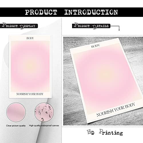 Positive Aura Posters Set Of 3 Pink Trendy Grainy Gradient Spiritual Poster Canvas Decor Wall Art Paintings for Room Aesthetic Inspirational Quotes Abstract Minimalist Y2k Style Room Wall Decor for Bedroom Office（16x24inx3 Unframed）