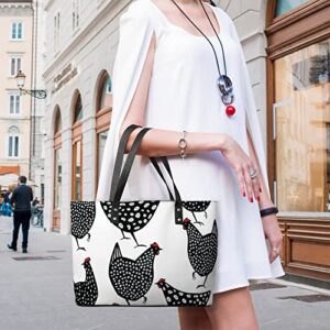 Womens Handbag Chickens Pattern Leather Tote Bag Top Handle Satchel Bags For Lady