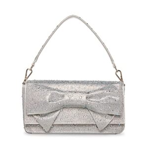 betsey johnson rhinestone convertible bow bag, silver