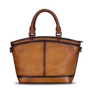 Genuine Leather Handbags for Women Satchel Top Handle Bags Handmade Vintage Crossbody Handbags Retro Tote Purse (Brown)