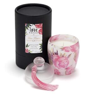 time tamer 101™ love potion – peony & lychee strong scented candle – beautifully packaged luxury gift candle for women – stylish & elegant – soy coconut natural wax – 50 hrs