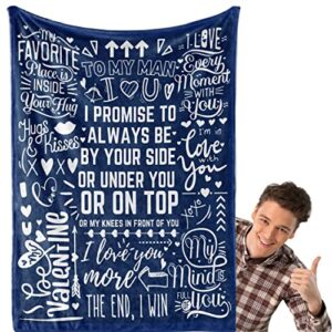 boyfriend gifts, boyfriend blanket, funny flannel blanket for boyfriend, soft throw blanket for him, bf, man, lovers 50 x 65 inches – blue
